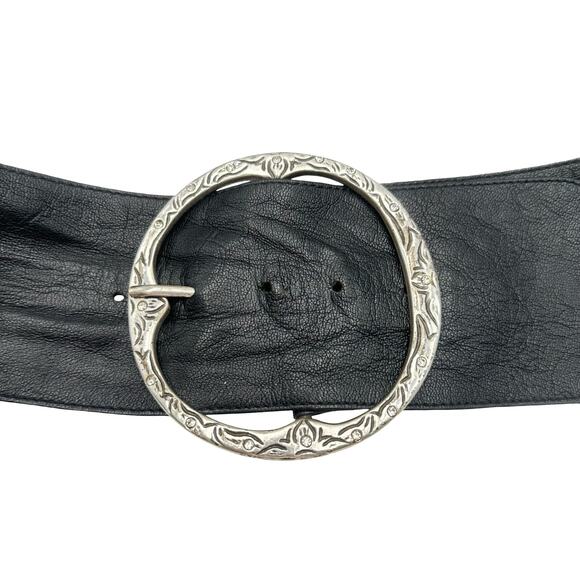 Chico\'s Black Leather Wide Belt Boho Whimsy Goth Goth Western Casual main image 7